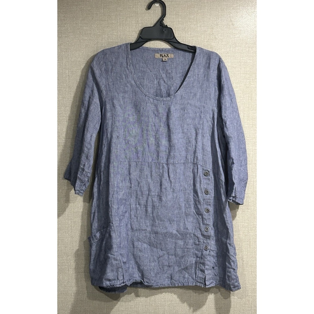 Flax Linen Tunic, Relaxed, Fit, Minimalist, Cottage Core, Coastal, Size S